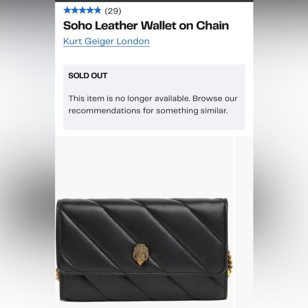 Kurt Geiger SoHo leather wallet on chain